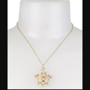 Betsey Johnson Gold & Crystal Turtle Necklace & Gold Starfish Earrings Set NWT